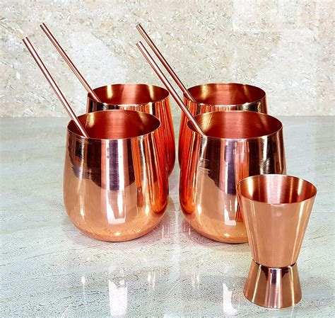 esplanade Moscow Mule Copper Mugs - Set of 4-100% Handcrafted - Food Safe Pure Solid Copper Mugs ...