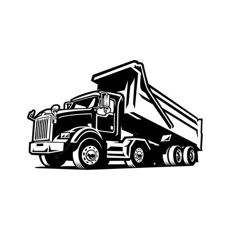 Premium Vector | Dump truck silhouette vector Monochrome tipper truck vector isolated on white ...