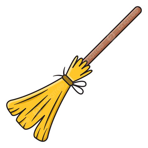 Witch Broom Cartoon Illustration, Witch Broom, Halloween, Broom PNG and Vector with Transparent ...