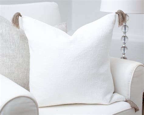 Linen Pillow Cover With Tassels / Decorative Tassel Pillow / - Etsy