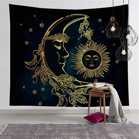 3 Sizes Psychedelic Wall Hanging Sun Moon Tapestry Beach Throw Blanket ...