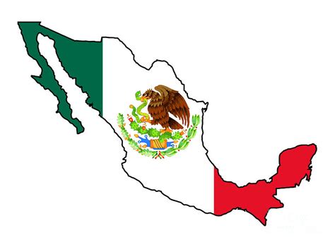 Mexico Map Outline And Flag Digital Art by Bigalbaloo Stock - Pixels