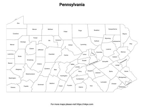 Printable Map of Pennsylvania County with Labels · InkPx