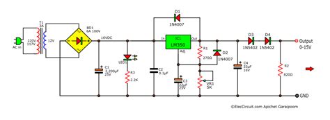 0-12v variable power supply at 3A | ElecCircuit.com