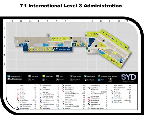 Terminal 1 map at the Sydney Airport SYD