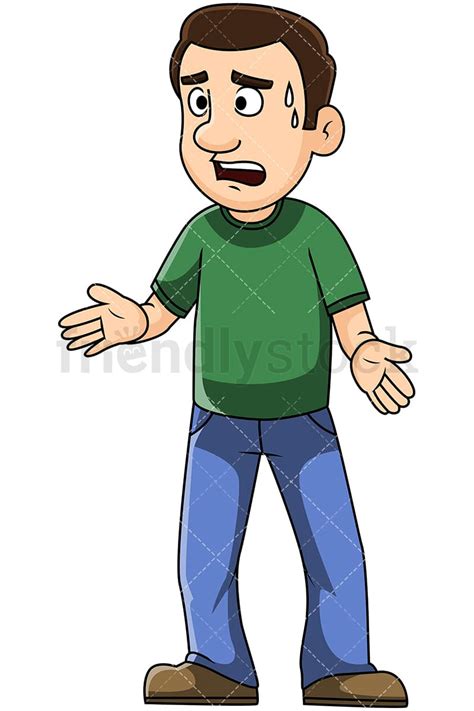 Sweating Nervous Man Vector Cartoon Clipart - FriendlyStock