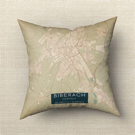 Vintage Biberach Germany Map Pillow, Custom Double Sided Pillow ...