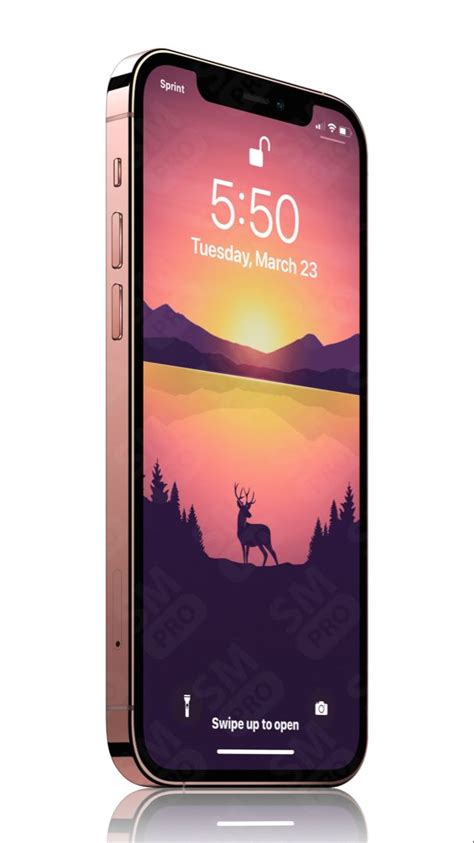 Rose gold iPhone 13 + deer/lake gradient co