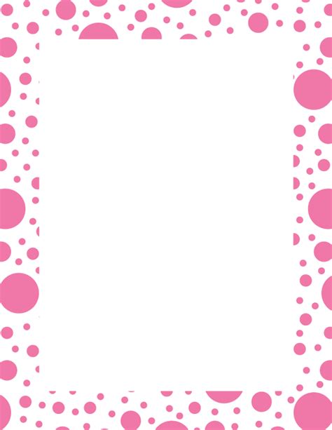 Printable Pink on White Random Polka Dot Page Border