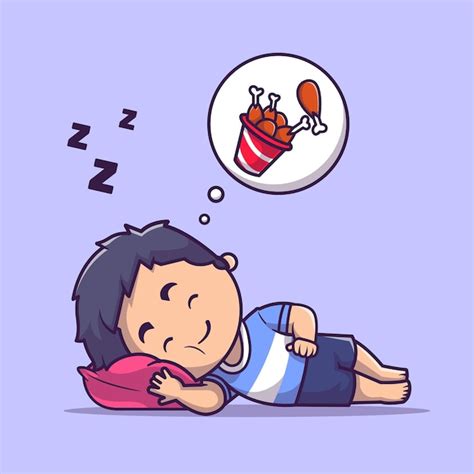 Free Vector | Cute Boy Sleeping Dream Fried Chicken Cartoon Vector Icon ...