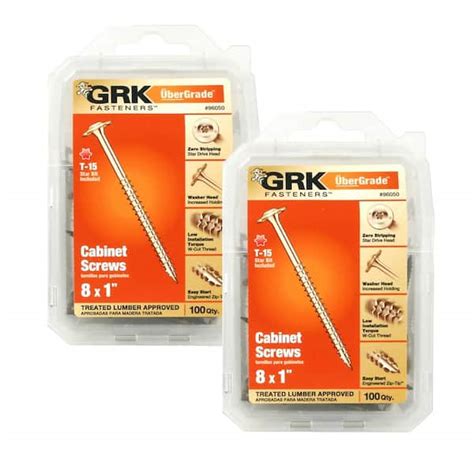 GRK Fasteners #8 x 1 in. Star Drive Low Profile Washer Head Cabinet Wood Screw Combo Kit 2 of ...