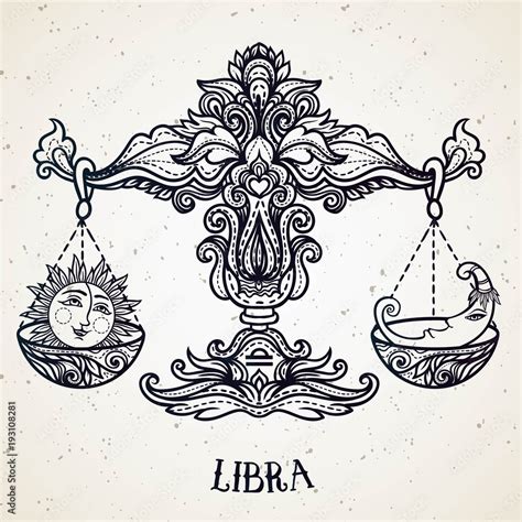 Vecteur Stock Zodiac sign of Libra or Scales. Line art vector ...