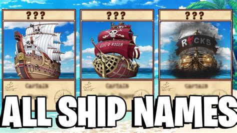 One Piece - ALL SHIP NAMES & CAPTAINS - YouTube