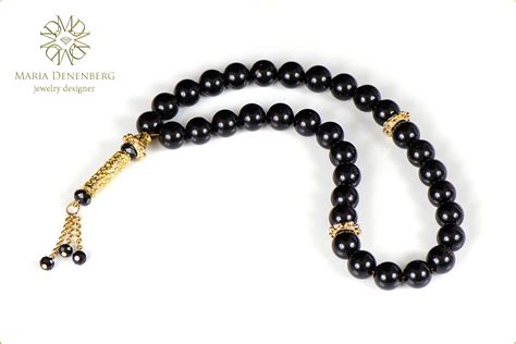 Muslim prayer beads. Black onyx, crystals. Мусульманские четки. Черный ...