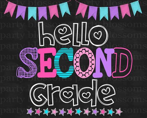 Instant download second 2nd grade dude first day of second 2nd grade chalkboard sign printable ...