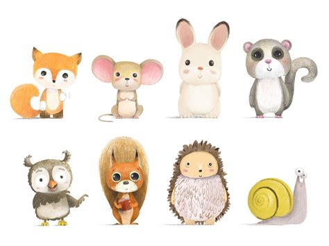 Illustration, character design, cartooning // cute forest animals on | Tierillustrationen ...