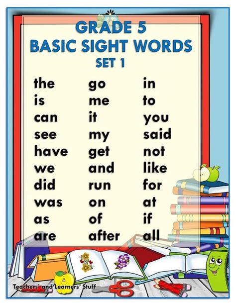 BASIC SIGHT WORDS (Grade 5) Free Download | Basic sight words, Sight words, Sight words kindergarten