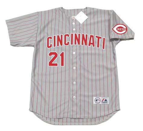 Deion Sanders Jersey - 1997 Cincinnati Reds Away Throwback Baseball Jersey