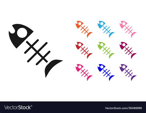 Black dead fish icon isolated on white background Vector Image