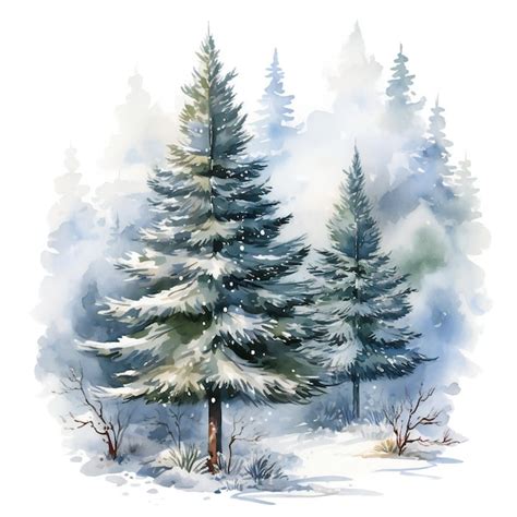 Premium AI Image | a drawing of a snow covered evergreen tree with snow on it.