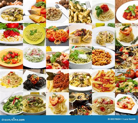 A Collage of Different Pasta Dishes of Italian Cuisine Stock Photo ...