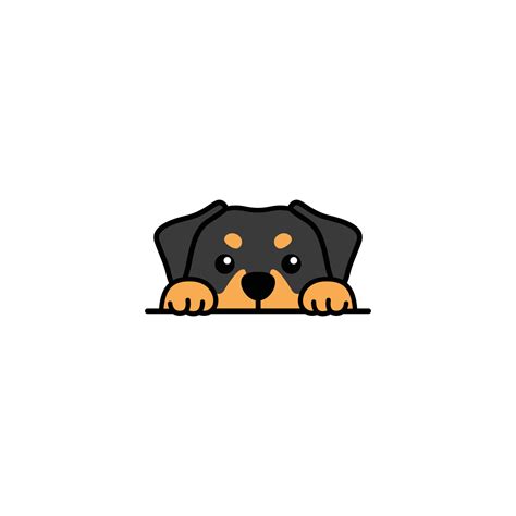 Cute rottweiler puppy peeking cartoon, vector illustration 19029193 ...