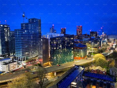 Manchester Skyline At Night - Stock Photos | Motion Array