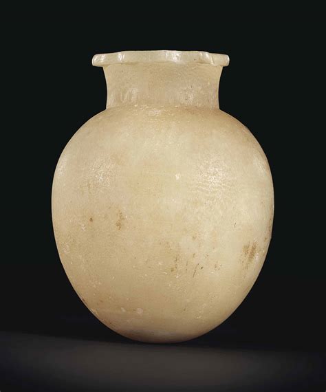 AN EGYPTIAN ALABASTER JAR , LATE OLD KINGDOM-MIDDLE KINGDOM, 6TH-12TH DYNASTY, CIRCA 2300-1794 B ...