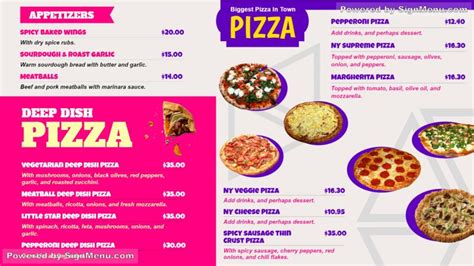 Signmenu : Digital menu board for Pizza shop with nice pizza images