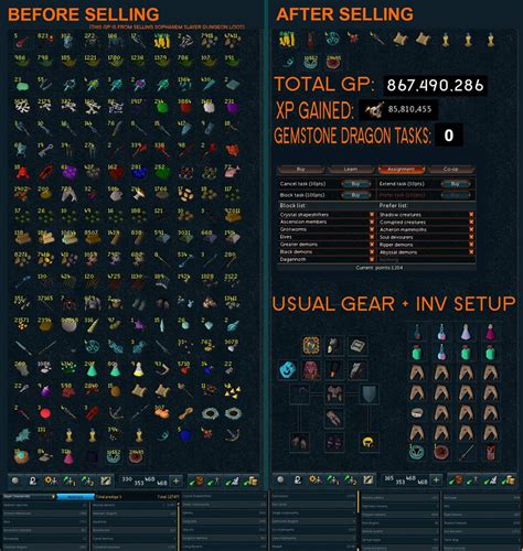 Loot tab from 120 Slayer : runescape