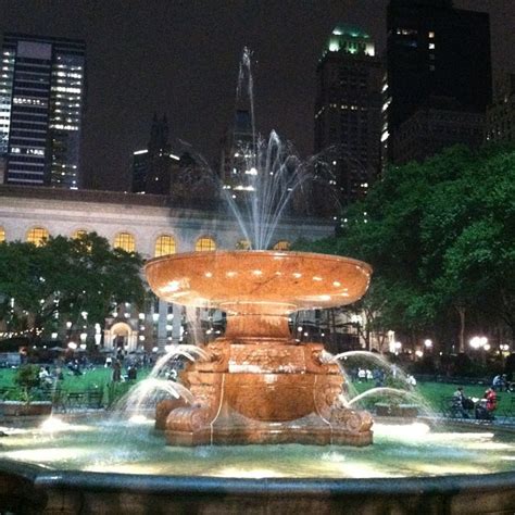 Bryant Park Fountain At Night In New York City | Fountain, Fountains ...