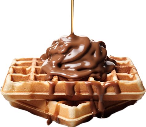 AI generated pouring chocolate over belgian waffle png 34616638 PNG