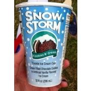 Snow Storm Cookies N' Cream Ice Cream Cup: Calories, Nutrition Analysis ...