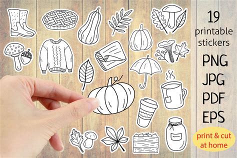 Autumn sticker bundle| Printable Stickers PNG By Ollyta | TheHungryJPEG