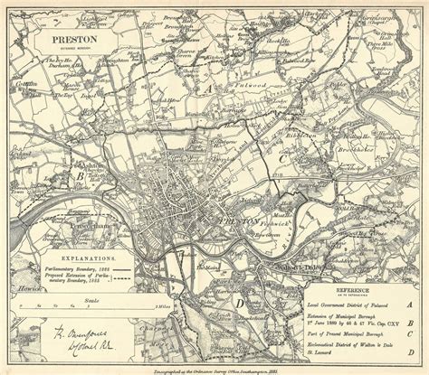 Preston Lancashire antique map Boundary Commission 1885 – Maps and ...