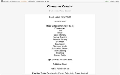 Character Creator ― Perchance Generator