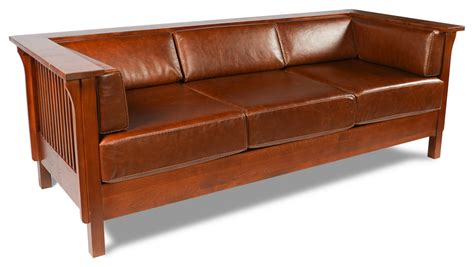 Arts and Crafts / Craftsman Cubic Slat Side Sofa - Chestnut Brown ...