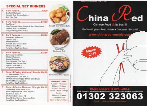 Menu at China Red fast food, Doncaster