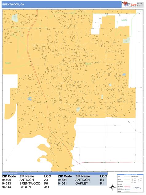 Brentwood California Wall Map (Basic Style) by MarketMAPS - MapSales.com