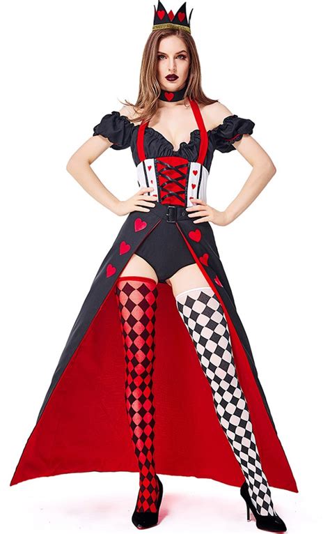 Halloween Cosplay Red Heart Queen Off-shoulder Costume