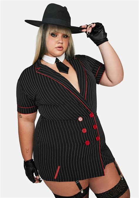 Plus Size Halloween Sexy Gangster Mob Wife Costume - Black#N# – Dolls Kill