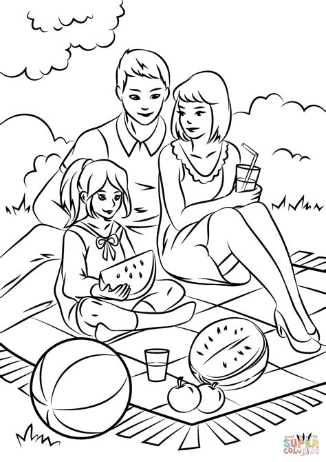 Family Picnic Drawing at GetDrawings | Free download