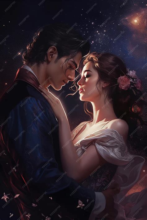 Premium AI Image | A painting of a man and woman in the stars