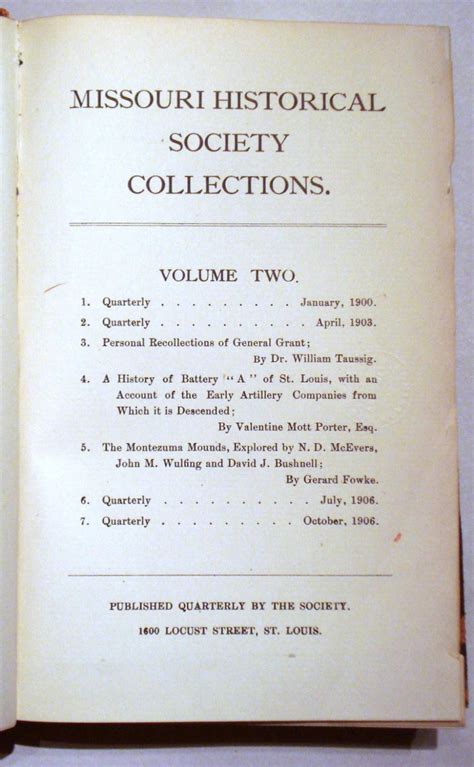 MISSOURI HISTORICAL SOCIETY COLLECTIONS, VOL. 2 NO. 1 - 7 (JANUARY ...