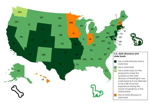 US State Dinosaurs and State Fossils : MapPorn