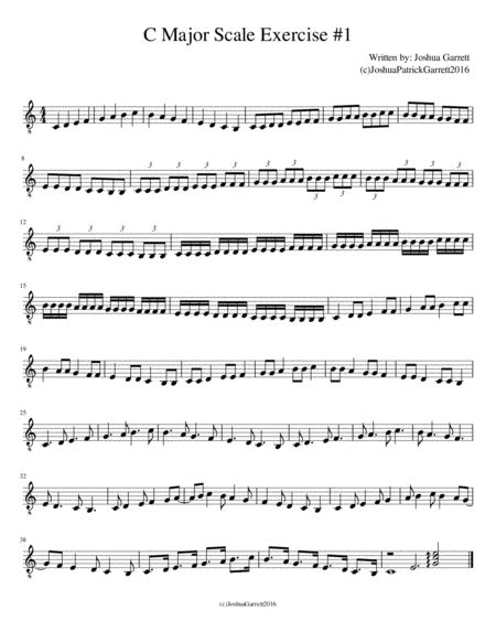 C Major Scale Exercise #1 Sheet Music | Joshua Garrett | Performance Ensemble