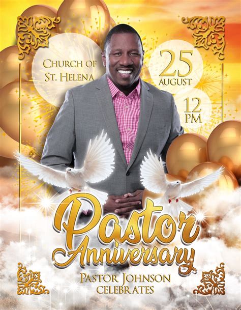 Golden Artistic Pastor Anniversary Free Flyer Template PSD | by Elegantflyer