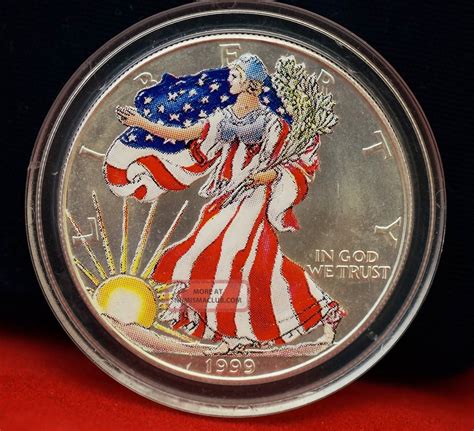 1999 American Eagle Lady Liberty Full Color. 999 Proof Silver Dollar ...