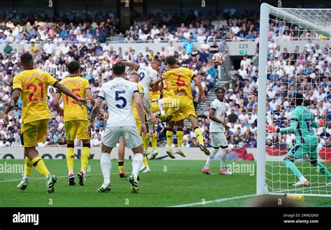 Tottenham Hotspur's Richarlison scores their side's first goal of the ...