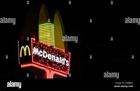 McDonald's Restaurant Neon Electronic Sign Fast Food Chain Logo Night Light Icon Stock Video ...